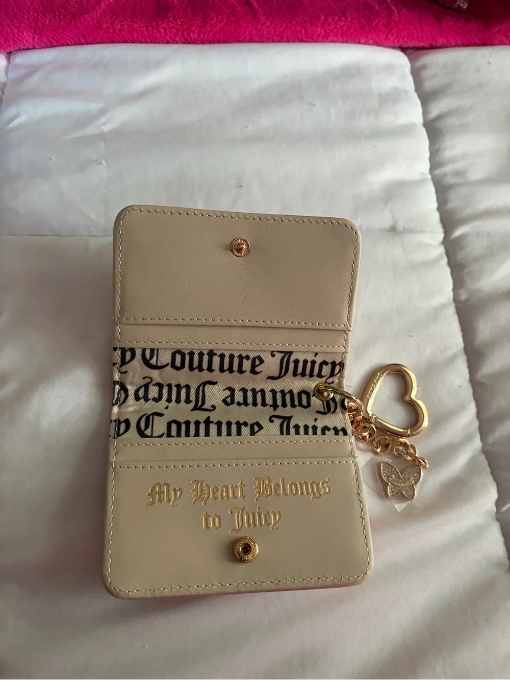 Juicy Couture Pink Cardholder with Gold Heart Charm